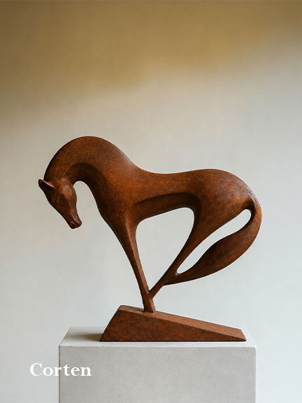 Sculpture de cheval en acier corten sur mesure